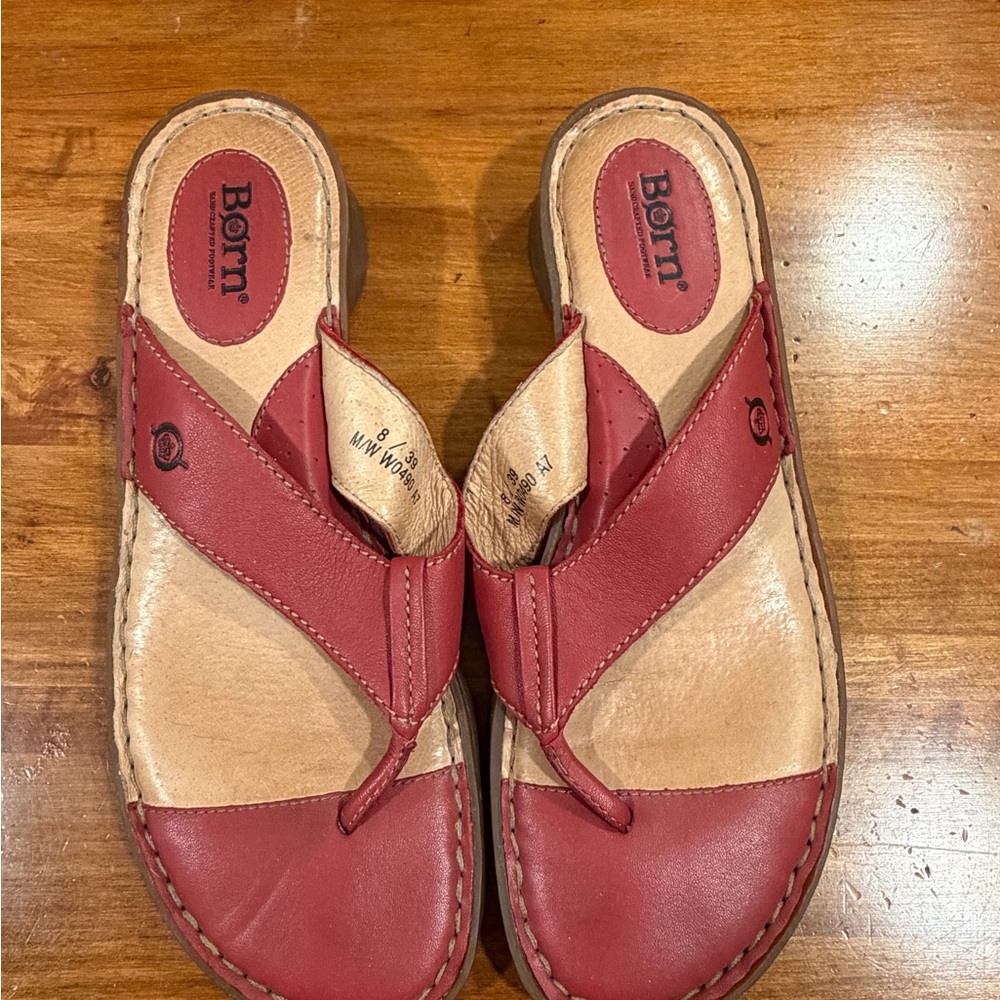 Born Women's Red Leather Sandals